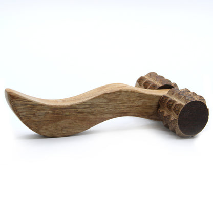 Ribbed Hand Roller – Deep Tissue Wooden Massager | Redwood