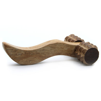 Ribbed Hand Roller – Deep Tissue Wooden Massager | Redwood
