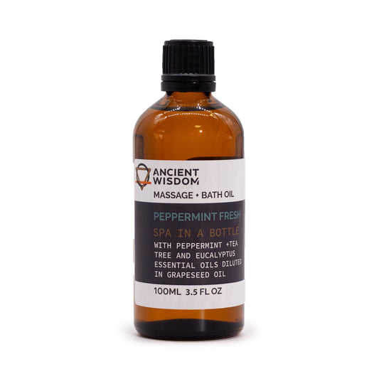 Peppermint Fresh Massage & Bath Oil – 100ml | Peppermint, Tea Tree & Eucalyptus
