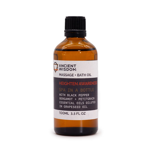 Heighten Awareness Massage & Bath Oil – 100ml | Black Pepper, Bergamot & Petitgrain