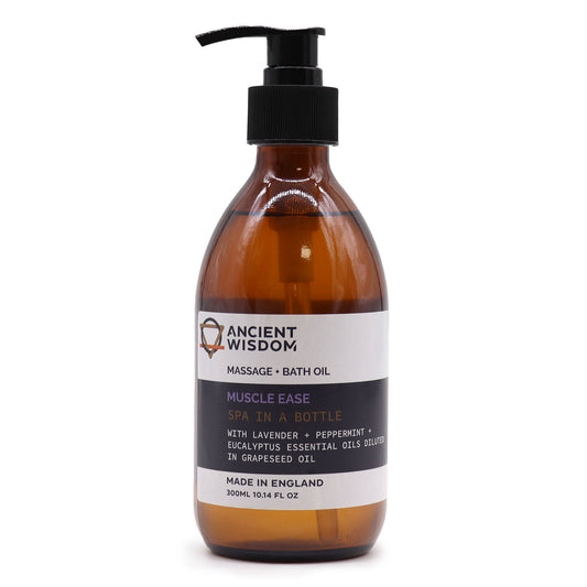 Muscle Ease Massage & Bath Oil – 300ml | Lavender, Peppermint & Eucalyptus