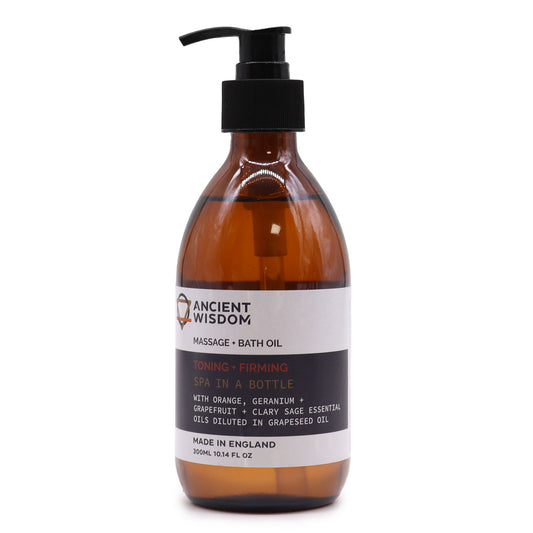 Toning & Firming Massage & Bath Oil – 300ml | Orange, Grapefruit, Geranium & Clary Sage