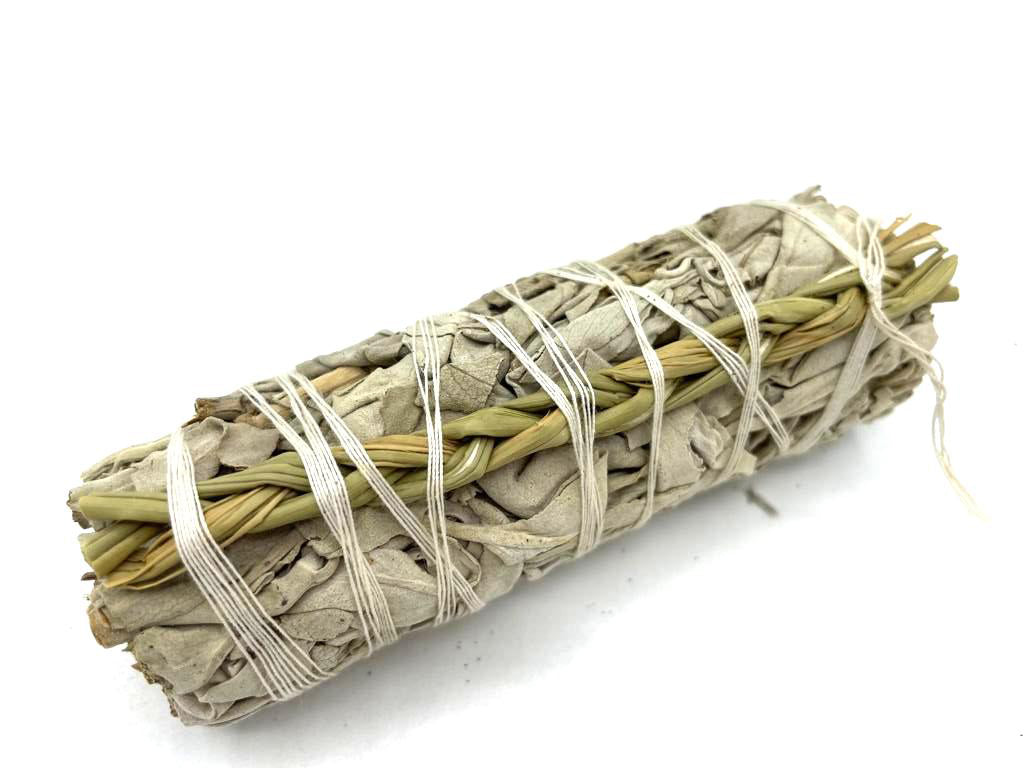 White Sage & Sweet Grass Smudge Stick – 10cm | Blessing & Balance Ritual