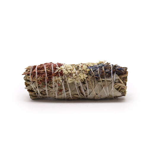 White Sage, Lavender & Mullein Smudge Stick – 10cm | Respiratory Support & Spiritual Cleanse
