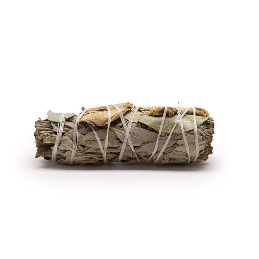 White Sage, Eucalyptus & Ginger Smudge Stick – 10cm | Fresh & Energising Blend