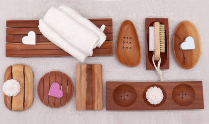 Mahogany Wood Soap Dish – Pointed Rectangle | Sustainable Wood with Natural Grain