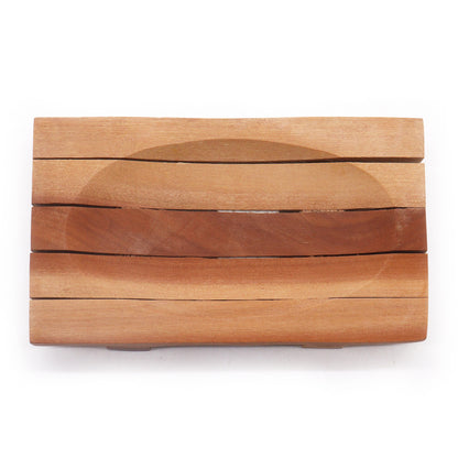 Mahogany Wood Soap Dish – Pointed Rectangle | Sustainable Wood with Natural Grain