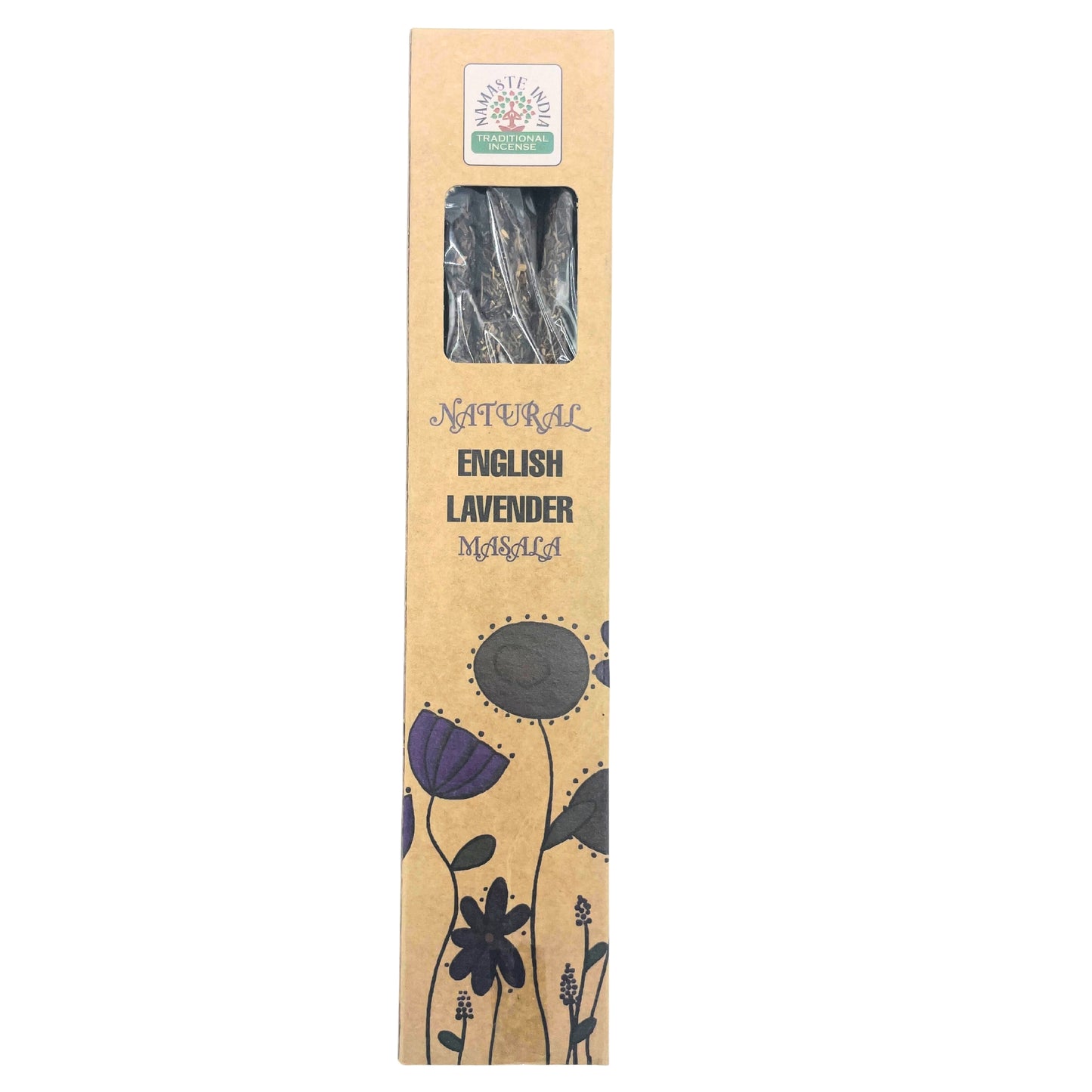Namaste India Traditional Incense Sticks – English Lavender (22cm) | Natural Masala Sticks for Aromatherapy & Meditation