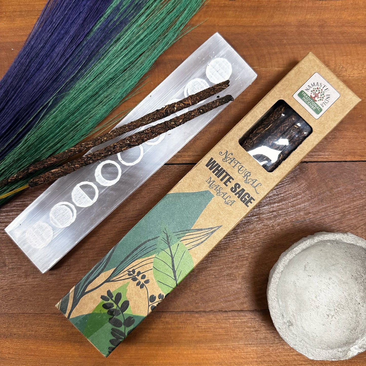 Namaste India Traditional Incense Sticks – White Sage (22cm) | Natural Masala Sticks for Aromatherapy & Meditation