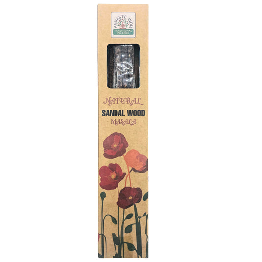 Namaste India Traditional Incense Sticks – Sandalwood (22cm) | Natural Masala Sticks for Aromatherapy & Meditation