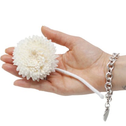 Medium Carnation Diffuser Flower on String – Set of 12 | Natural Sola Wood & Cotton