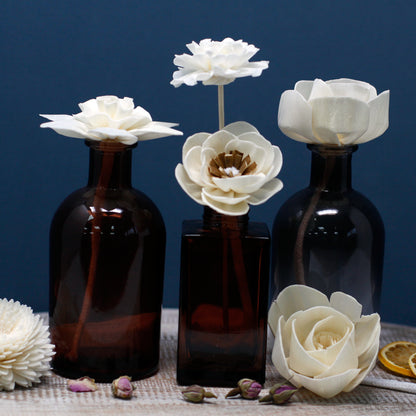 Medium Carnation Diffuser Flower on String – Set of 12 | Natural Sola Wood & Cotton