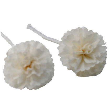 Small Carnation Diffuser Flower on String – Set of 12 | Natural Sola Wood & Cotton