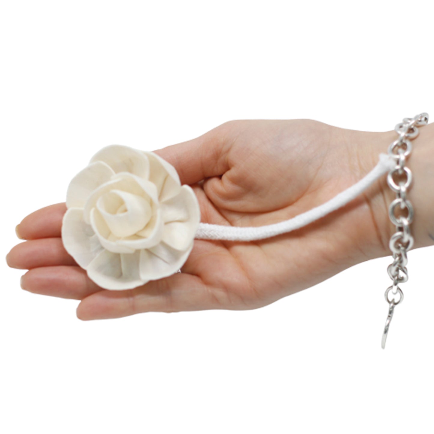 Small Lotus Diffuser Flower on String – Set of 12 | Natural Sola Wood & Cotton