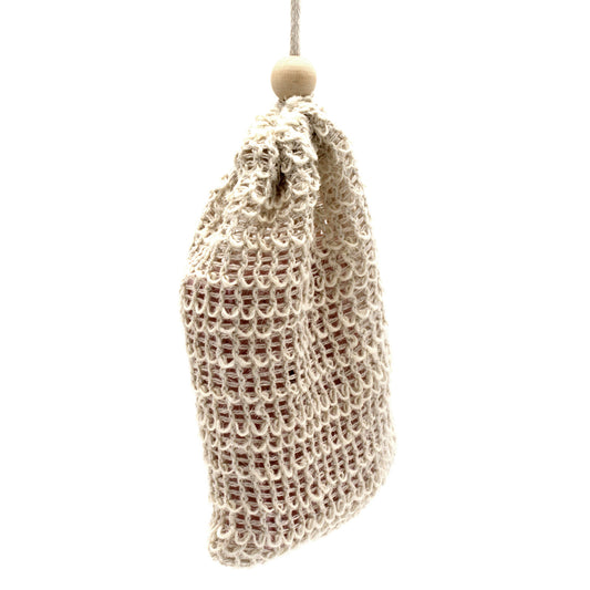 Natural Soap Bag – Washed Jute | Rustic Exfoliating Soap Pouch with Drawstring