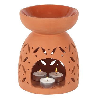 Large Terracotta Oil Burner – 20cm | Rustic Design for Wax Melts & Essential Oils