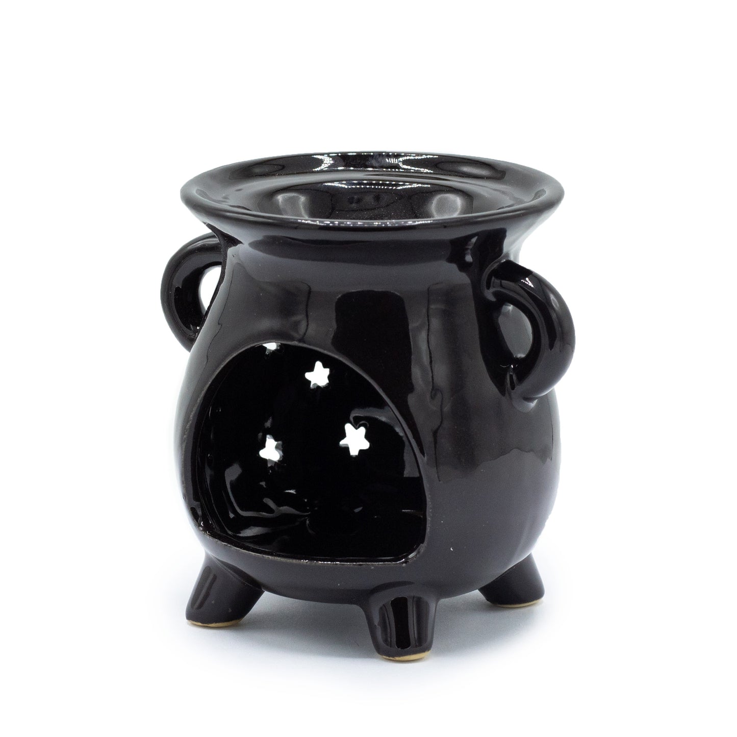 Black Cauldron Ceramic Oil Burner – Moon & Stars | For Wax Melts & Fragrance Oils