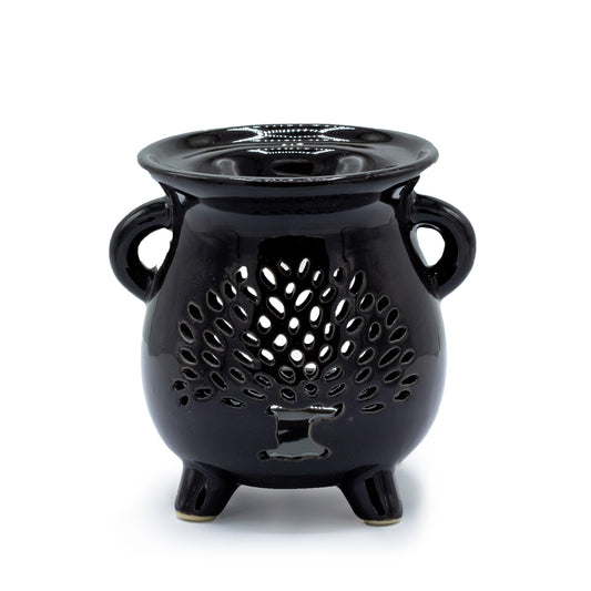 Black Cauldron Ceramic Oil Burner – Tree of Life | For Wax Melts & Fragrance Oils