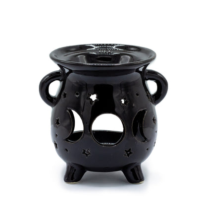 Black Cauldron Ceramic Oil Burner – Moon Phase | For Wax Melts & Fragrance Oils