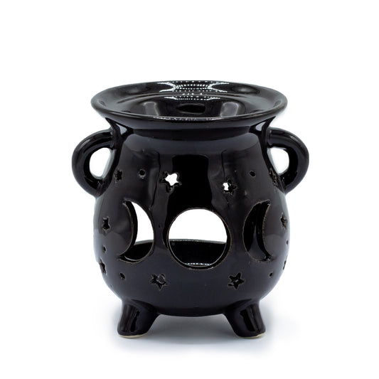 Black Cauldron Ceramic Oil Burner – Moon Phase | For Wax Melts & Fragrance Oils