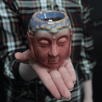 Buddha Ceramic Oil Burner – Rose & Teal | For Wax Melts & Fragrance Oils