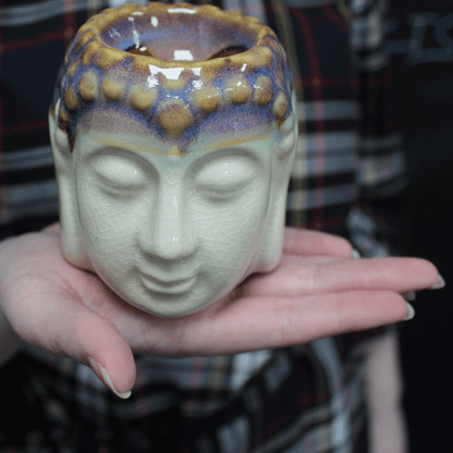 Buddha Ceramic Oil Burner – Ivory & Mint | For Wax Melts & Fragrance Oils