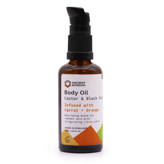 Organic Castor & Black Cumin Seed Body Oil – Carrot Seed & Orange 50ml | Infused with Pure Essential Oils