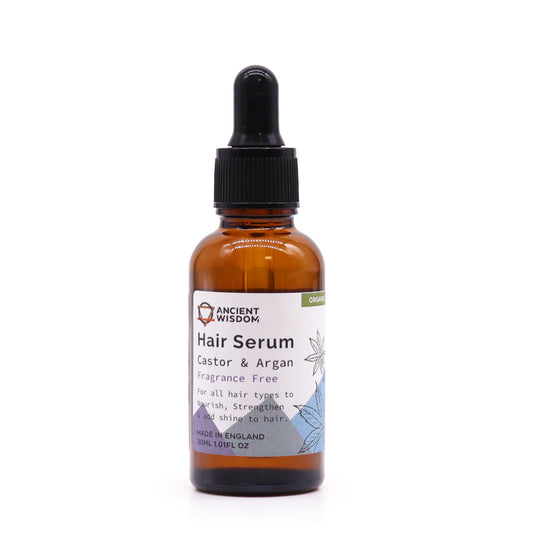 Organic Castor & Argan Oil Hair Serum – Fragrance Free 30ml | Sensitive Scalps & Hair Growth
