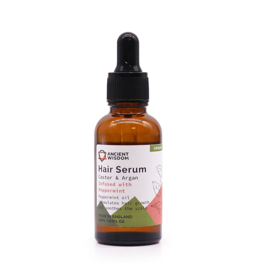 Organic Castor & Argan Oil Hair Serum – Peppermint 30ml | Scalp Stimulation & Thickness