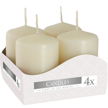 Ivory Pillar Candles – Set of 4 (40x60mm) | 7 Hour Burn Time