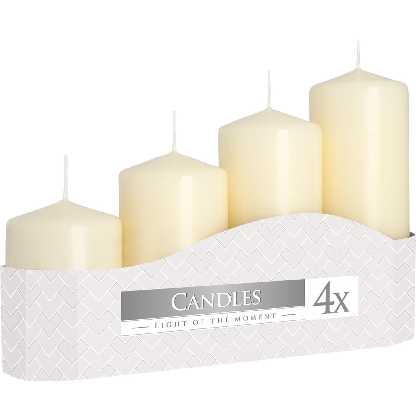 Ivory Pillar Candles – Set of 4 (Multiple Sizes)| 11-33 Hour Burn Times