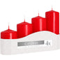 Red Pillar Candles – Set of 4 (Multiple Sizes) | 11-33 Hour Burn Times