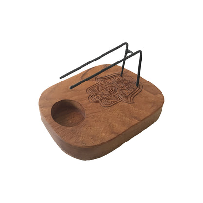 Palo Santo Heater – Hamsa | Teak Wood Engraved Design