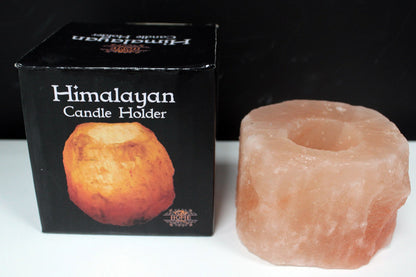 Pink Himalayan Salt Candle Holder – Single Slot | Natural Crystal Salt Tea Light Holder