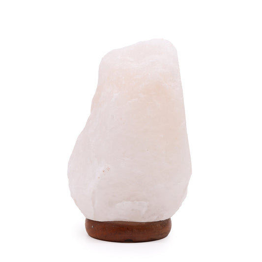 White Crystal Himalayan Salt Lamp – Medium | Natural Salt with Wooden Base
