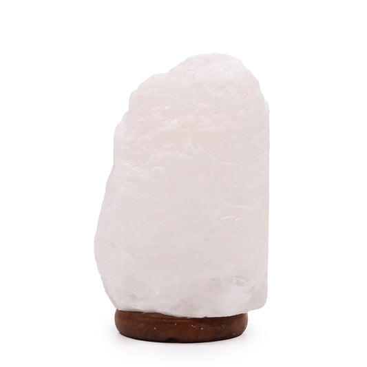 White Crystal Himalayan Salt Lamp – Large | Natural Salt with Wooden Base