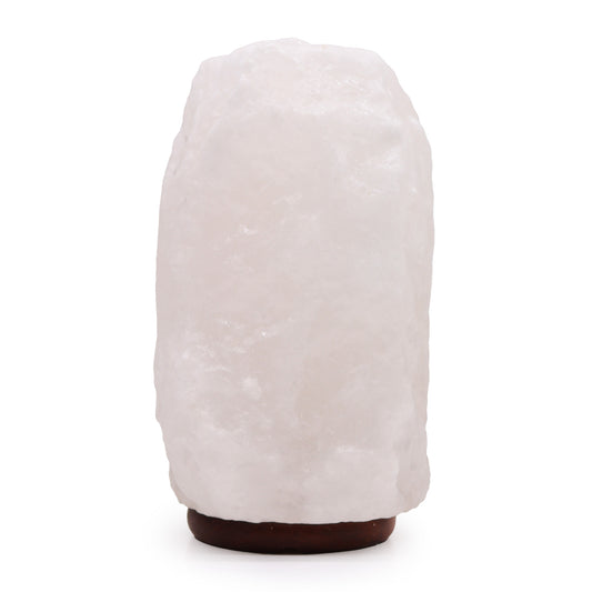 White Crystal Himalayan Salt Lamp – Extra Large | Natural Salt with Wooden Base