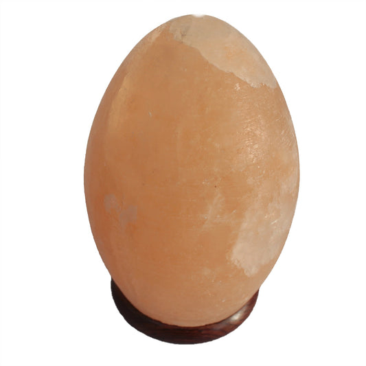 Sculpted Pink Himalayan Salt Lamp – Egg | Polished Crystal Salt with Wooden Base