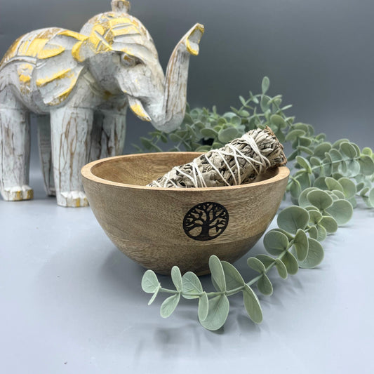 Ritual Offering Bowl – Tree of Life Design | Mango Wood