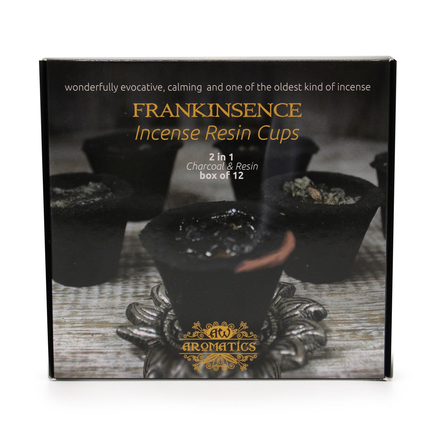 Ancient Wisdom Aromatics Resin Cups – Frankincense 12-Pack | Ritual Incense with Holder