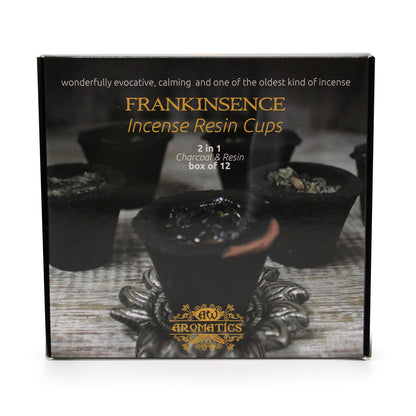 Ancient Wisdom Aromatics Resin Cups – Frankincense 12-Pack | Ritual Incense with Holder