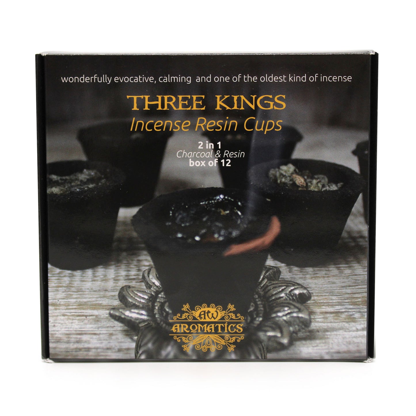 Ancient Wisdom Aromatics Resin Cups – Three Kings 12-Pack | Ritual Incense with Holder