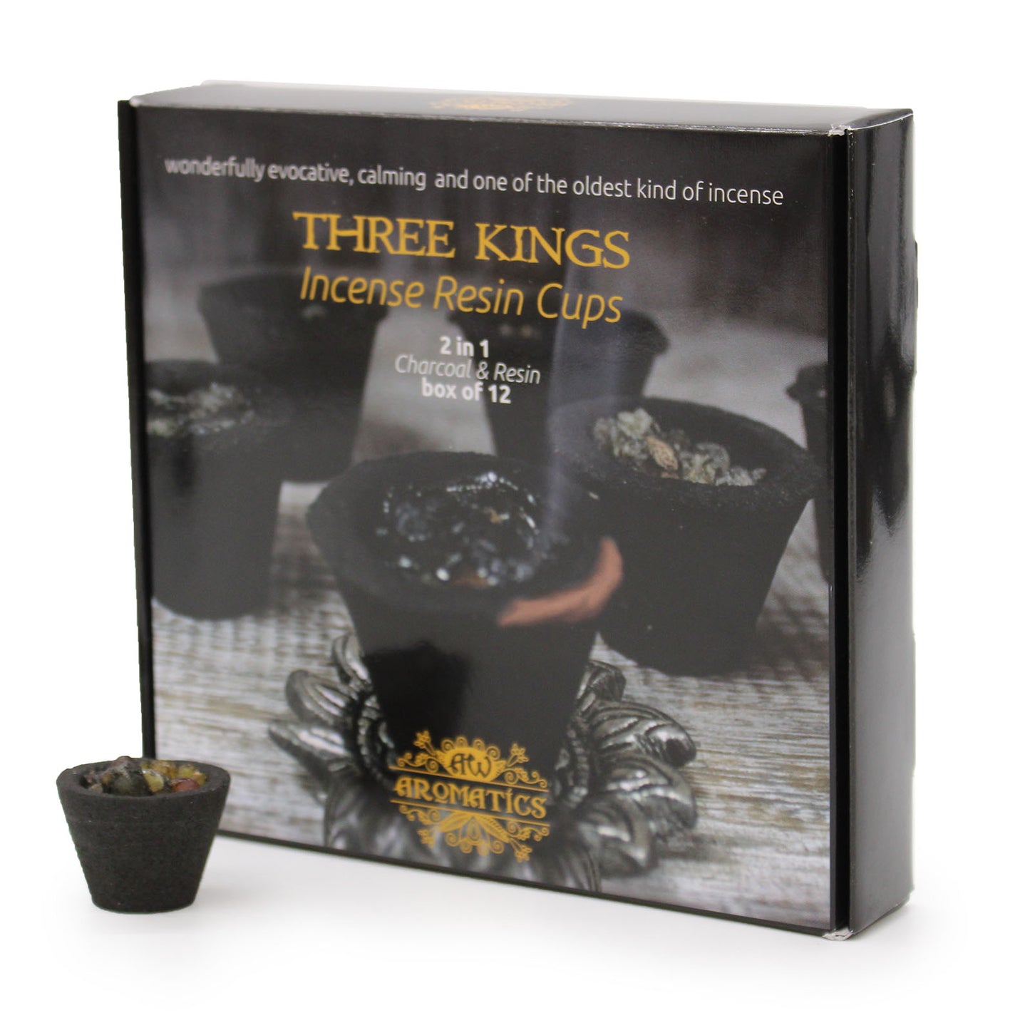 Ancient Wisdom Aromatics Resin Cups – Three Kings 12-Pack | Ritual Incense with Holder