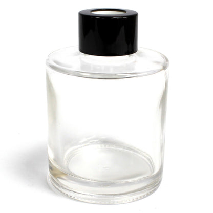 Round Reed Diffuser Bottle with Black Cap & Plug – 150ml | Heavy Glass