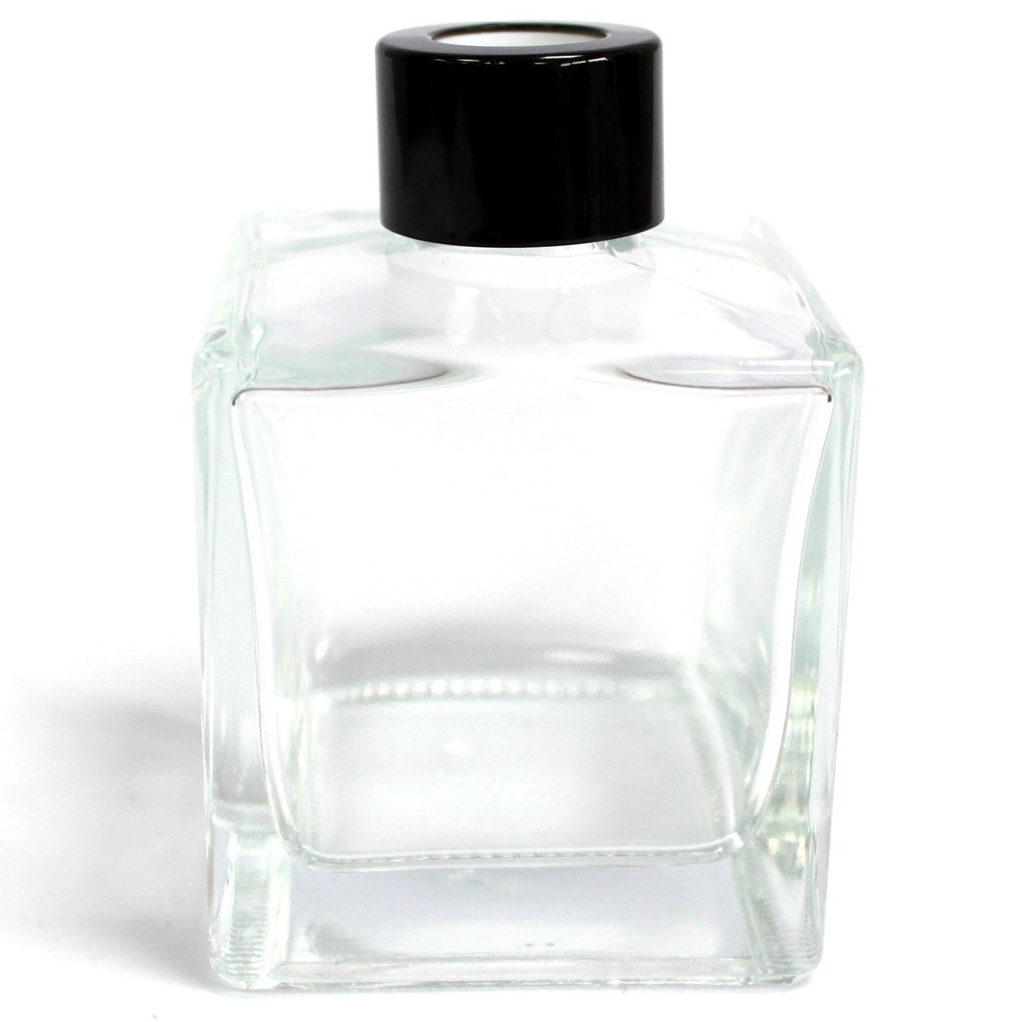 Square Reed Diffuser Bottle with Black Cap & Plug – 200ml | Heavy Glass