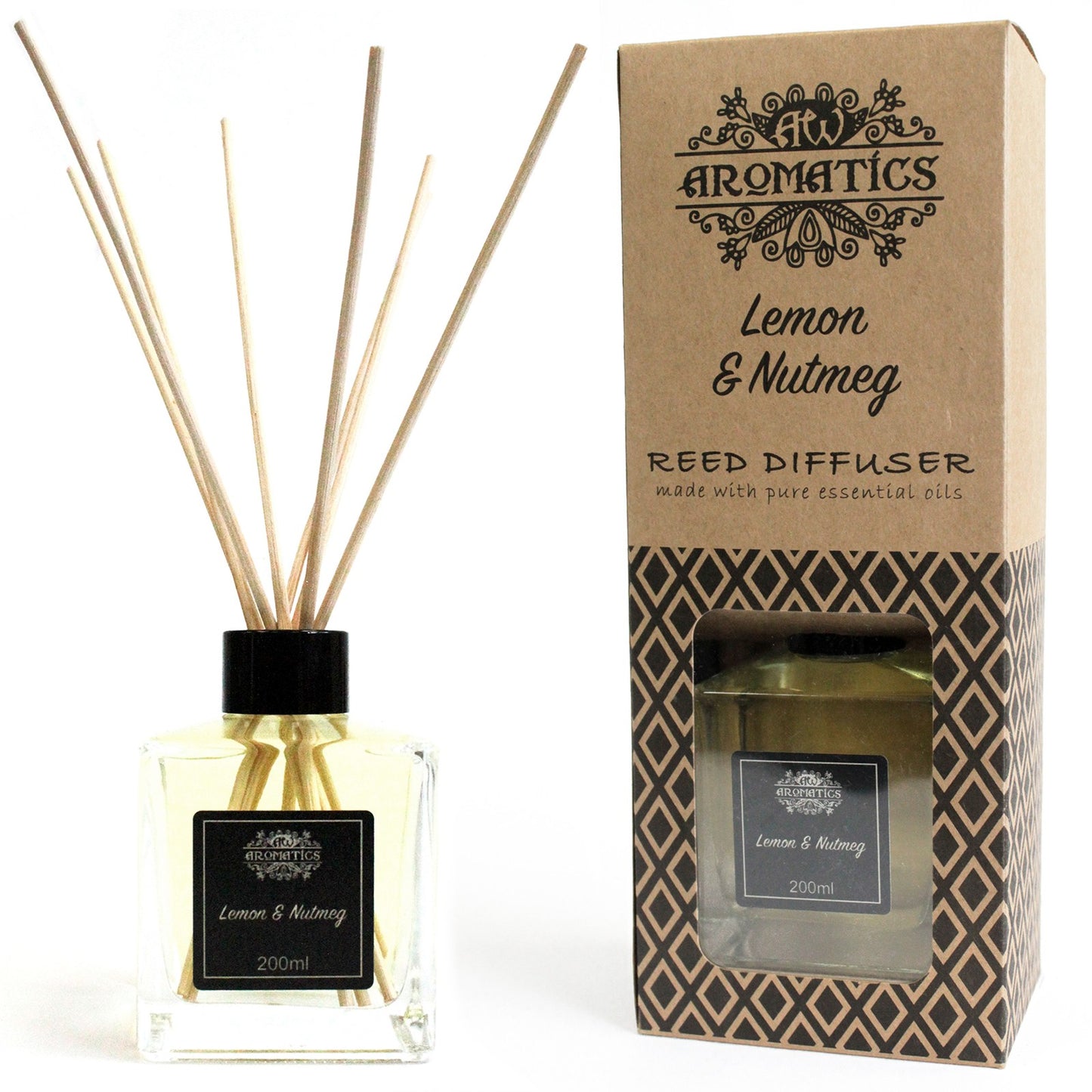 Lemon & Nutmeg Essential Oil Reed Diffuser – 200ml | Uplifting, Bright & Comforting