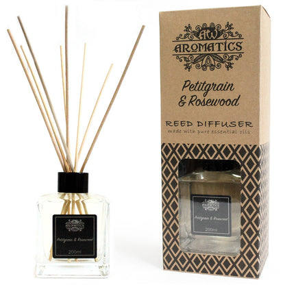 Petitgrain & Rosewood Essential Oil Reed Diffuser – 200ml | Woody, Green & Harmonising