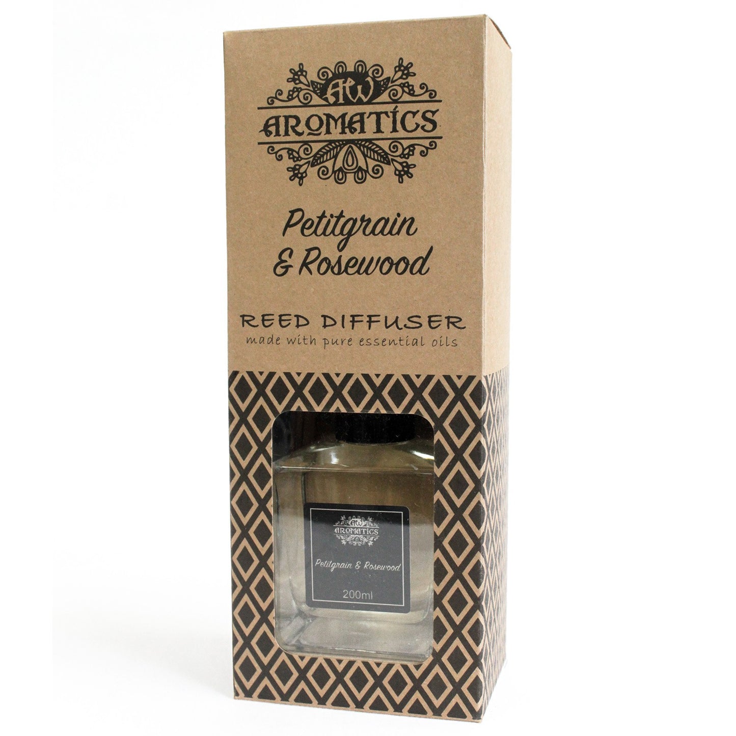 Petitgrain & Rosewood Essential Oil Reed Diffuser – 200ml | Woody, Green & Harmonising