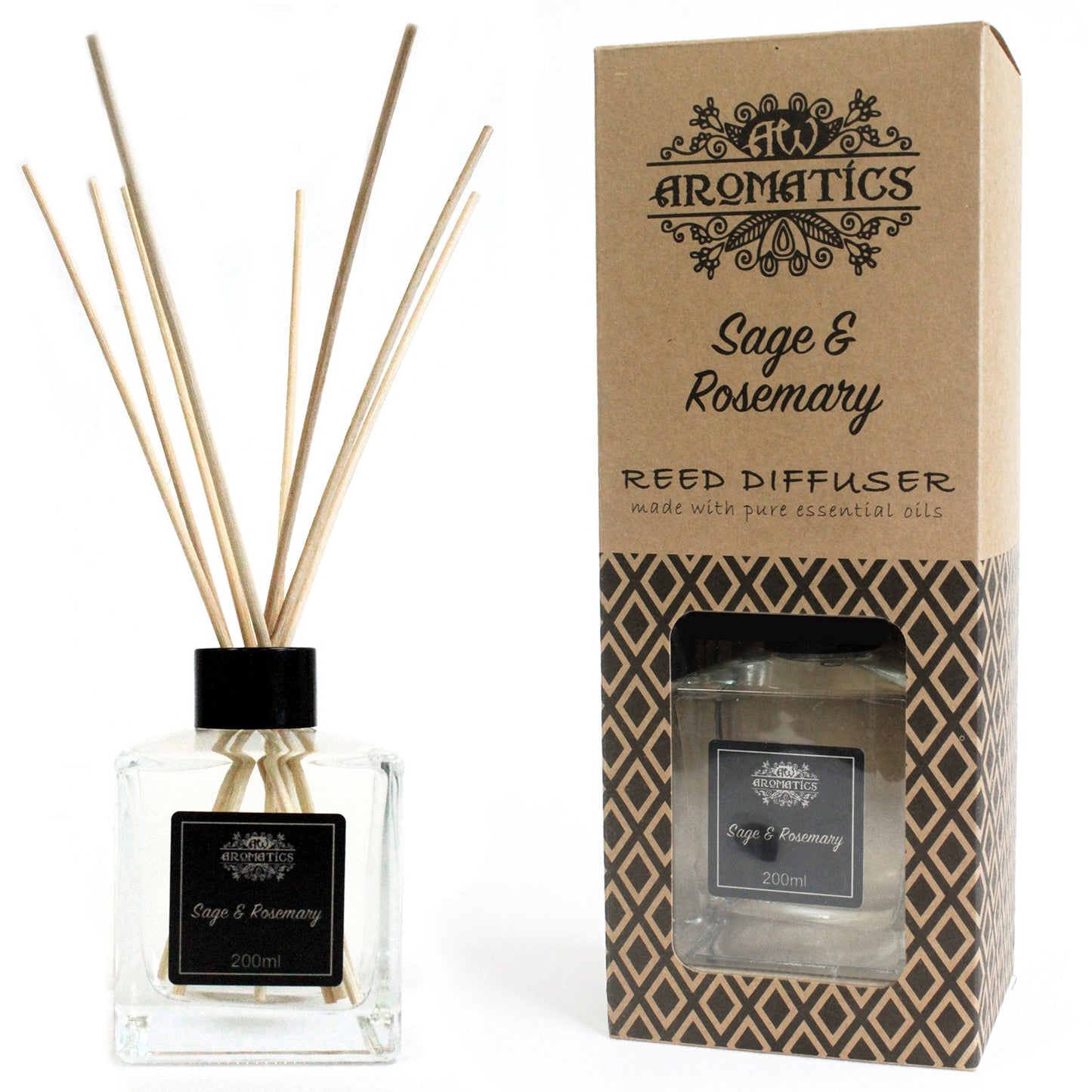 Sage & Rosemary Essential Oil Reed Diffuser – 200ml | Herbal, Clarifying & Stimulating