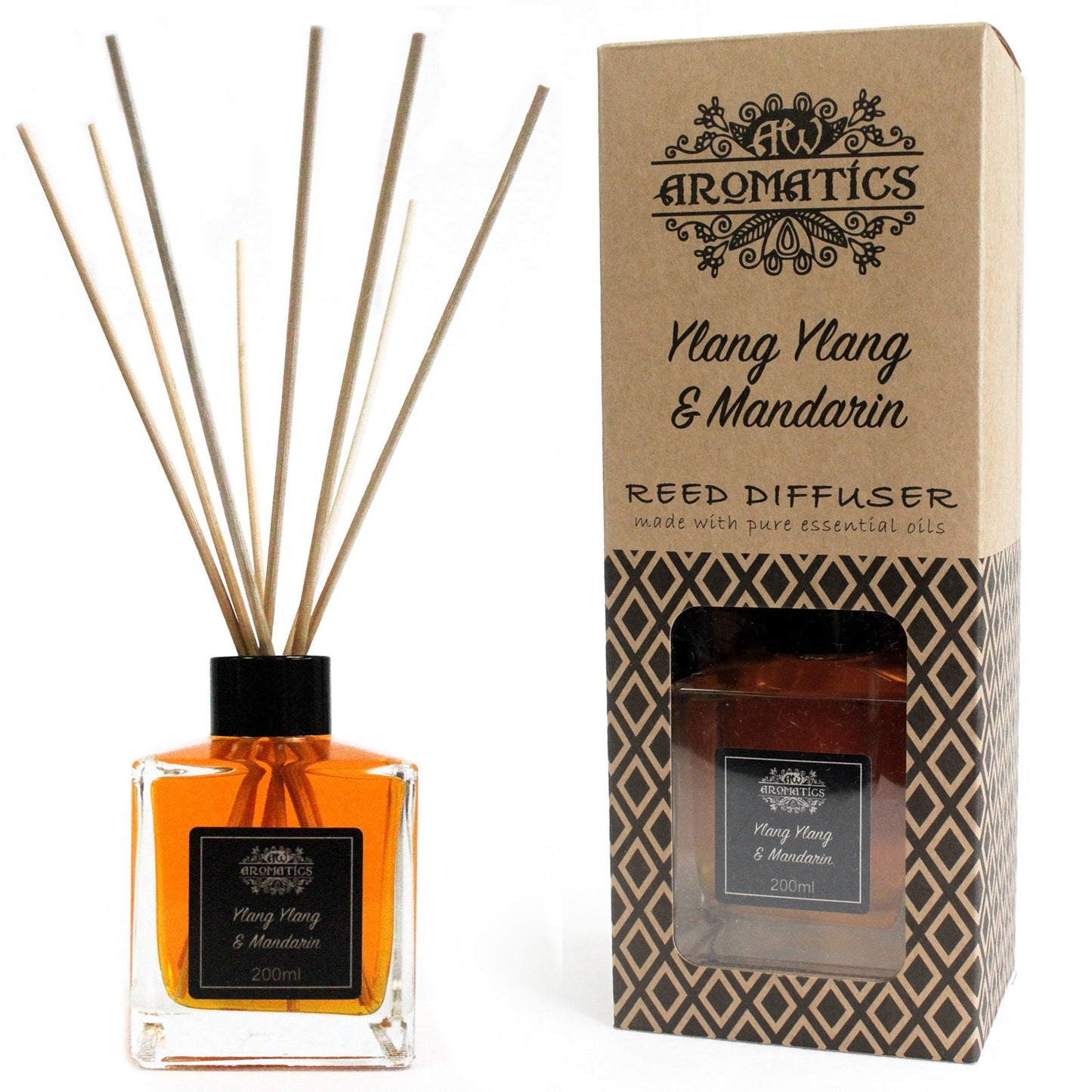 Ylang Ylang & Mandarin Essential Oil Reed Diffuser – 200ml | Floral, Uplifting & Softly Sweet